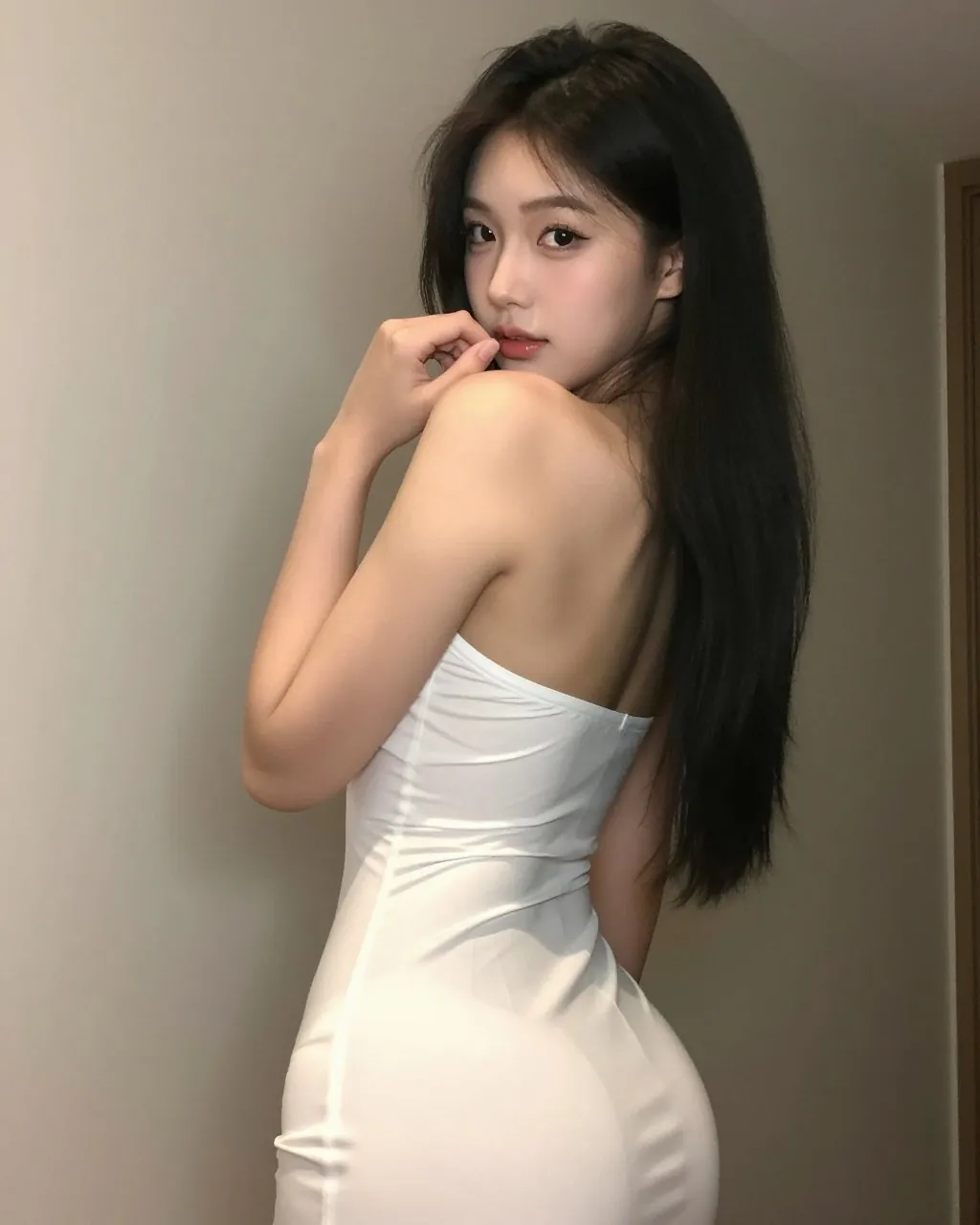 흰 원피스를 입고 선 여성의 뒷모습
